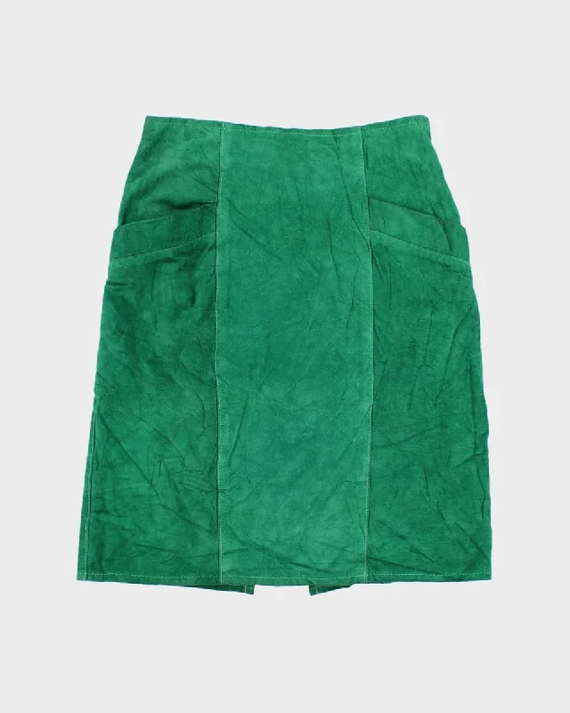 80's Leather Green Pencil Skirt - W28 vintage skirt charm
