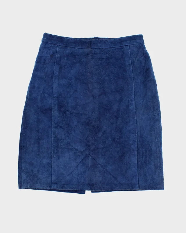 80's Leather Royal Blue Pencil Skirt - W28 pencil skirt chic