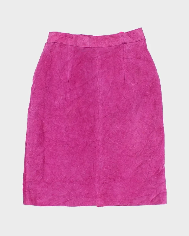 80's Leather Suede Fandango Pencil Skirt - W24 patchwork skirt art