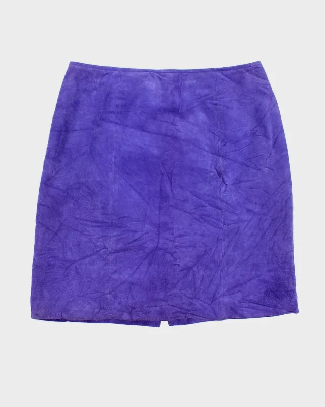 80's Leather Suede Indigo Pencil Skirt - W30 asymmetrical skirt cut