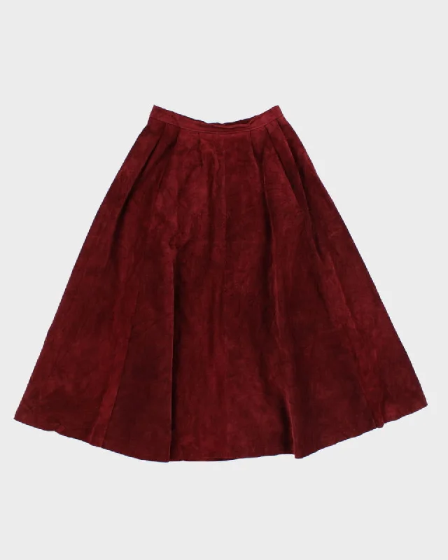 90's Leather Suede Maroon Skirt - W26 mini skirt trendy