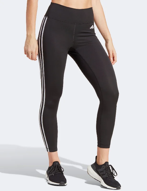 Train Essentials 3-Stripes High Waisted 7/8 Leggings - Black Elegant Metallic Leggings Train Essentials 3-Stripes High Waisted 7/8 Leggings - Black Elegant Metallic Leggings