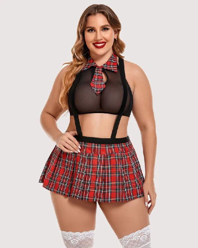 Plus Size Outfit with Tie Top and Mini Skirt corduroy skirt durable