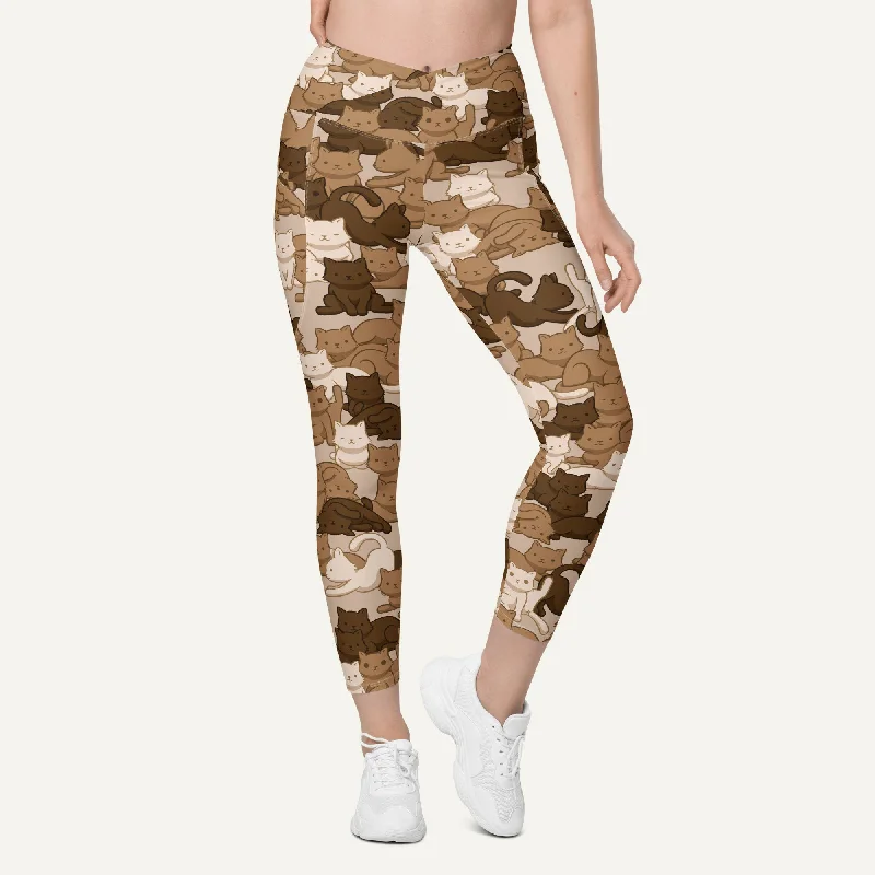 Cats Camouflage Desert Crossover Leggings With Pockets Stylish Printed Stretch Leggings Cats Camouflage Desert Crossover Leggings With Pockets Stylish Printed Stretch Leggings