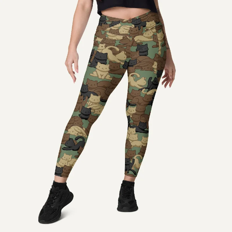 Cats Camouflage Woodland Crossover Leggings With Pockets Fashionable Minimal Active Leggings Cats Camouflage Woodland Crossover Leggings With Pockets Fashionable Minimal Active Leggings