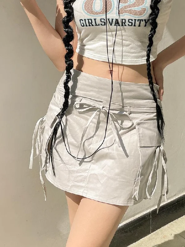Drawstring Cargo Mini Skirt cashmere skirt plush