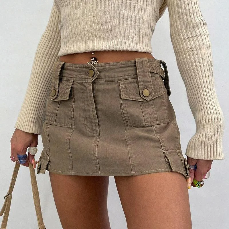 Fairy Grunge Cargo Mini Skirt cotton skirt soft