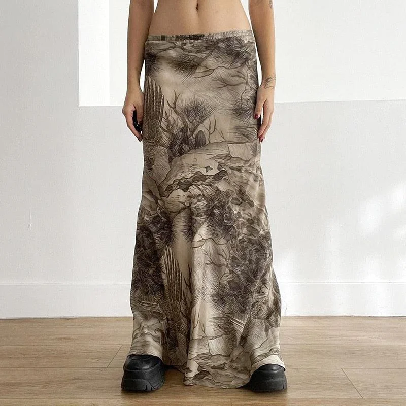 Fairy Grunge Forest Maxi Skirt cashmere skirt fine