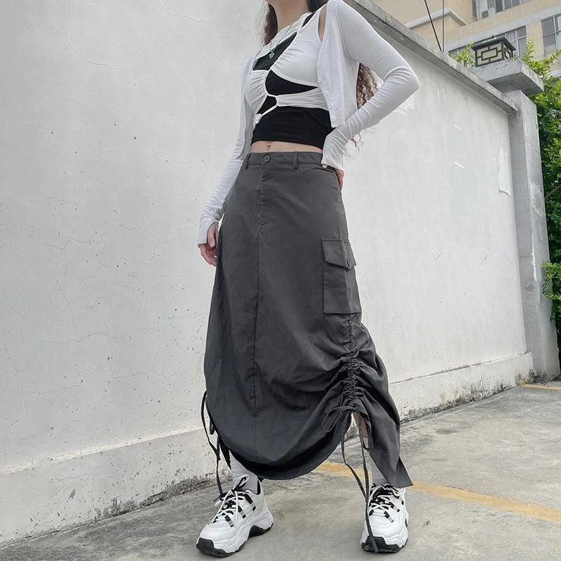 Fairy Grunge Parachute Maxi Skirt seamless skirt comfort