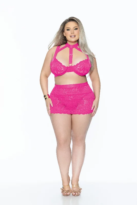 Front or Back? Curvy Size Bra & Skirt Set velvet skirt luxury
