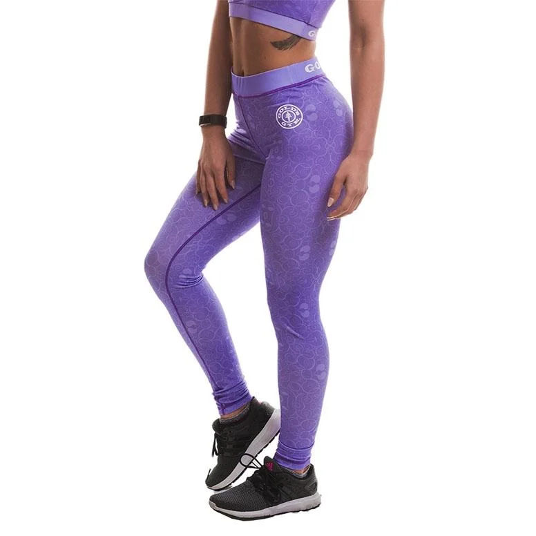 Golds Gym F-L Sublimated Gym Leggings - Lilac Comfortable Slip-On Compression Leggings Golds Gym F-L Sublimated Gym Leggings - Lilac Comfortable Slip-On Compression Leggings