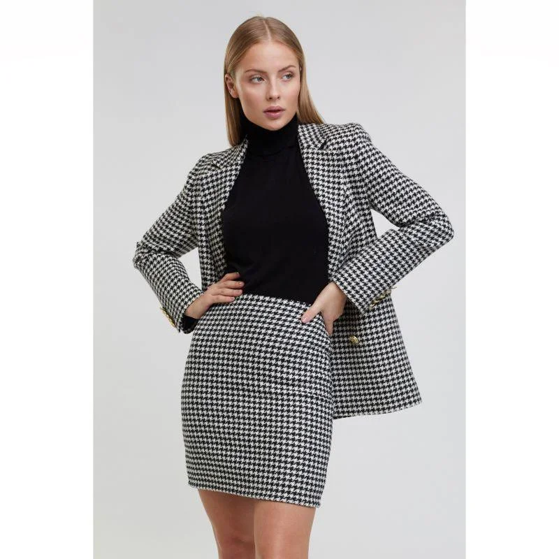 Holland Cooper Chelsea Ladies Skirt - Houndstooth low waist skirt