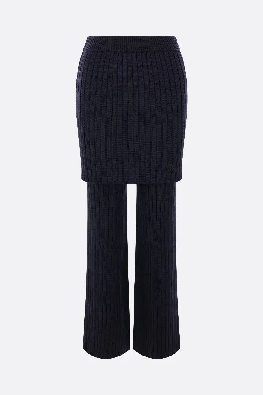 rib knit skirt-trousers summer skirt style