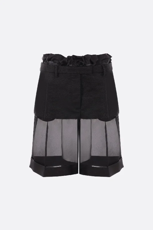 organza shorts with gabardine miniskirt flowy skirt hem