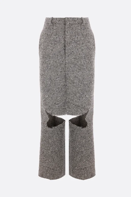 Eolica melange tweed skirt trousers breathable skirt fabric