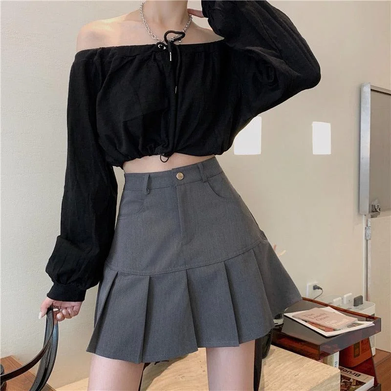 Pleated College Mini Skirt silk skirt lustrous
