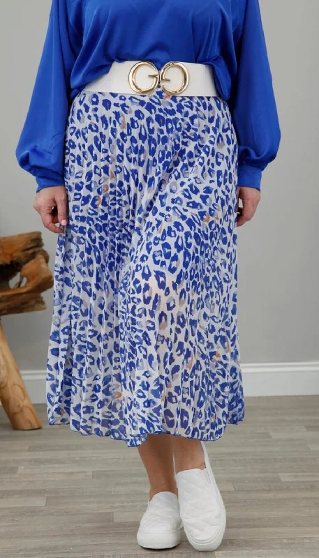 Pleated Leopard Print Midi Length Skirt (3 Colours) wrap skirt elegant
