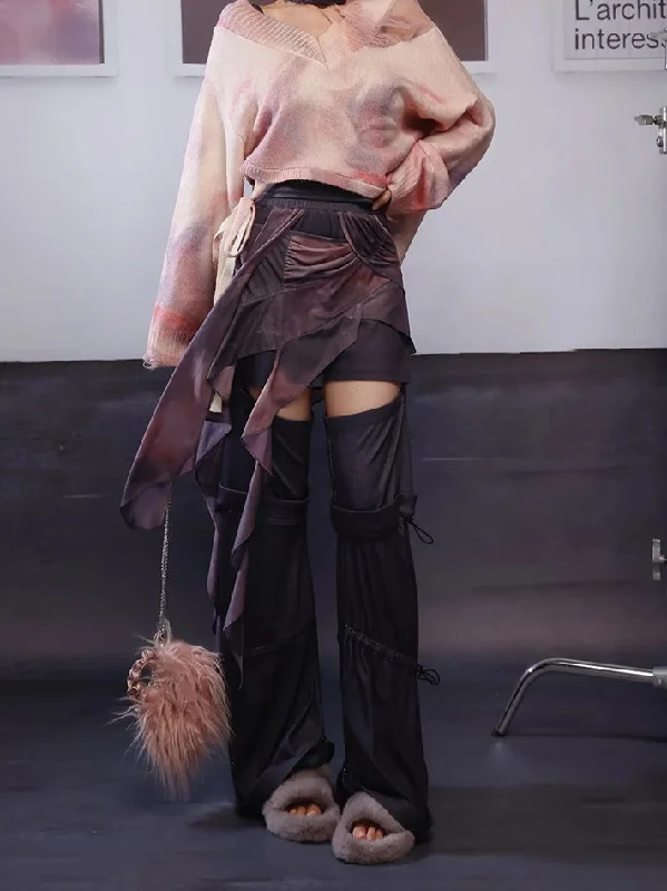 Print Skirt Pants With Detachable Legs【s0000003994】 silk skirt elegant