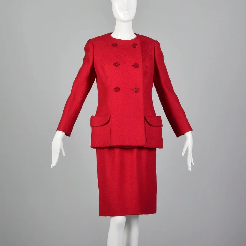 1960s Raspberry Wool Skirt Suit seamless skirt comfort