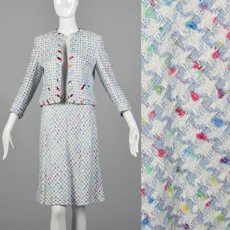 1990s Escada Pastel Plaid Skirt Suit cashmere skirt rich