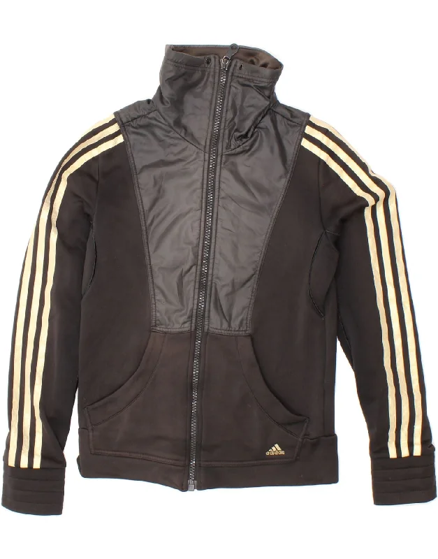 ADIDAS Womens Climalite Tracksuit Top Jacket UK 10 Small Black Colourblock