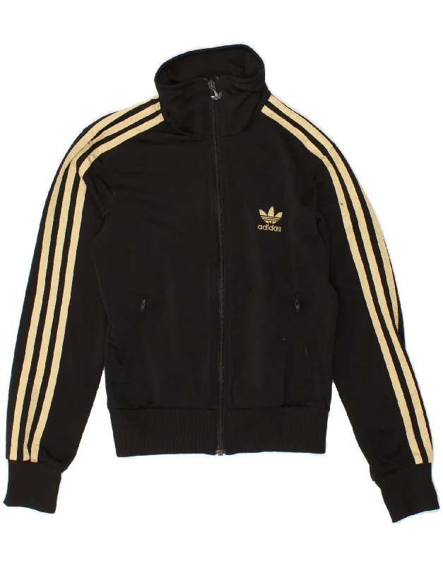 ADIDAS Womens Graphic Crop Tracksuit Top Jacket EU 34 Small Black