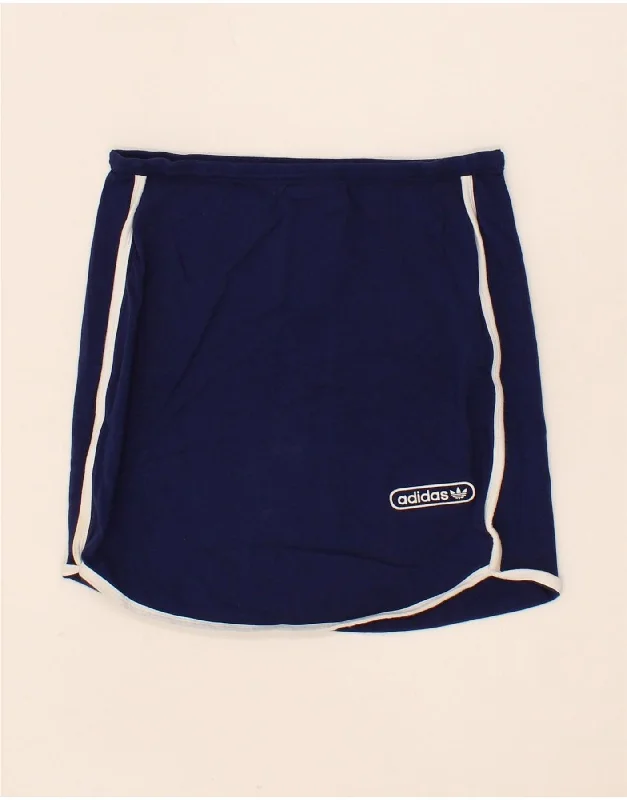 ADIDAS Womens Skirt UK 10 Small Navy Blue Cotton button skirt front