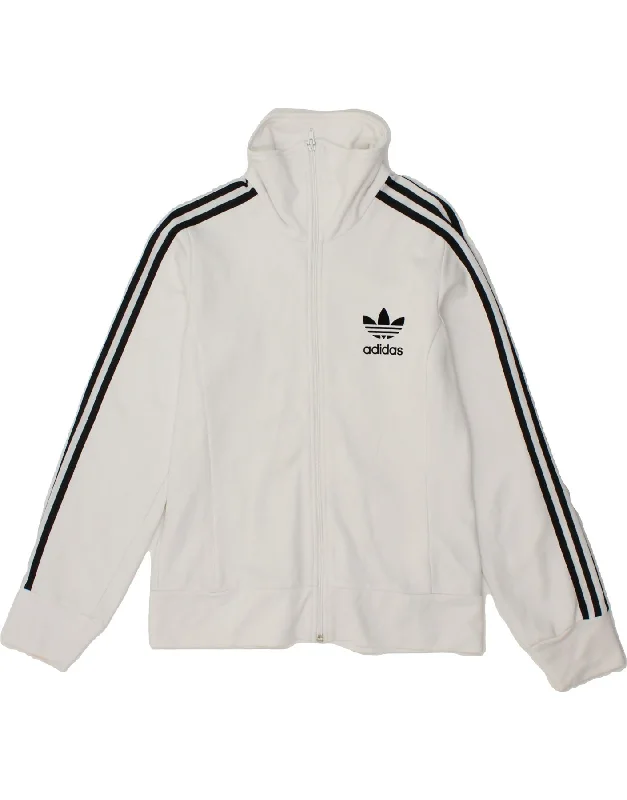 ADIDAS Womens Tracksuit Top Jacket EU 38 Medium White Cotton