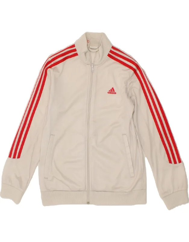 ADIDAS Womens Tracksuit Top Jacket UK 12 Medium  White Polyester