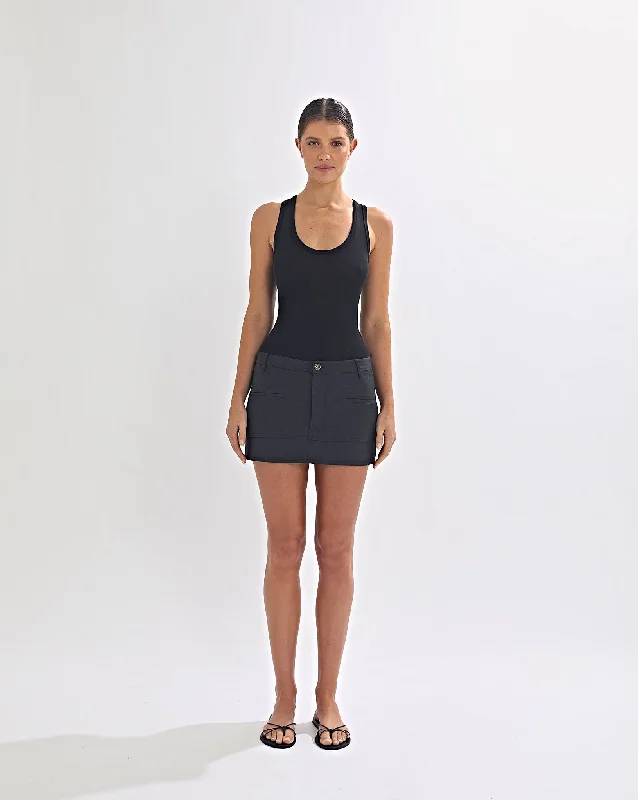 Benny Tailored Skirt Dark Grey tiered skirt playful