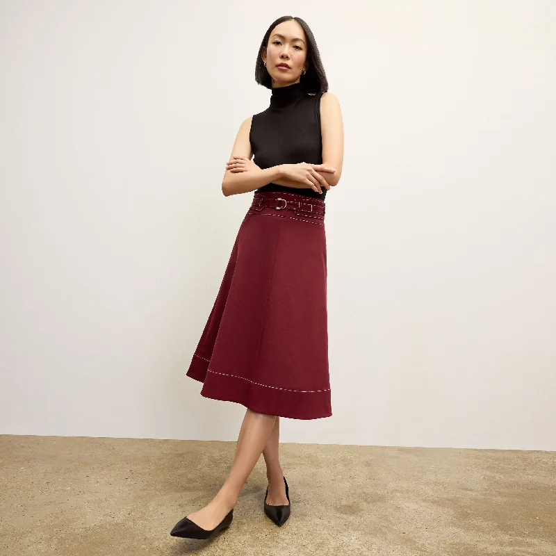 Bodhi Skirt - Contrast Stitch Eco Better Than Denim :: Berry Jam linen skirt natural