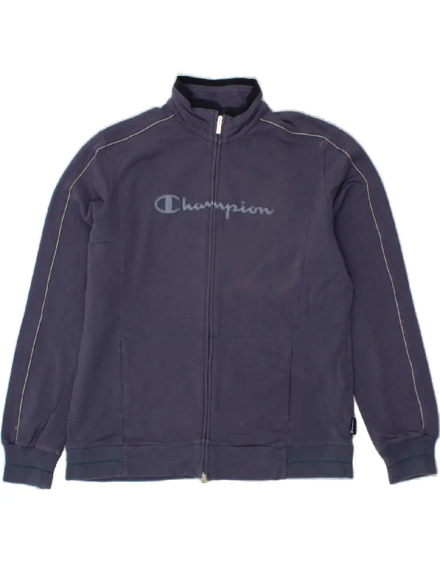 CHAMPION Womens Easy Fit Graphic Tracksuit Top Jacket UK 20 2XL Navy Blue