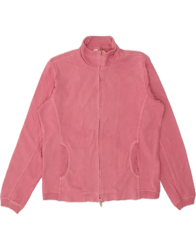 CHAMPION Womens Easy Fit Tracksuit Top Jacket UK 14 Medium Pink Cotton