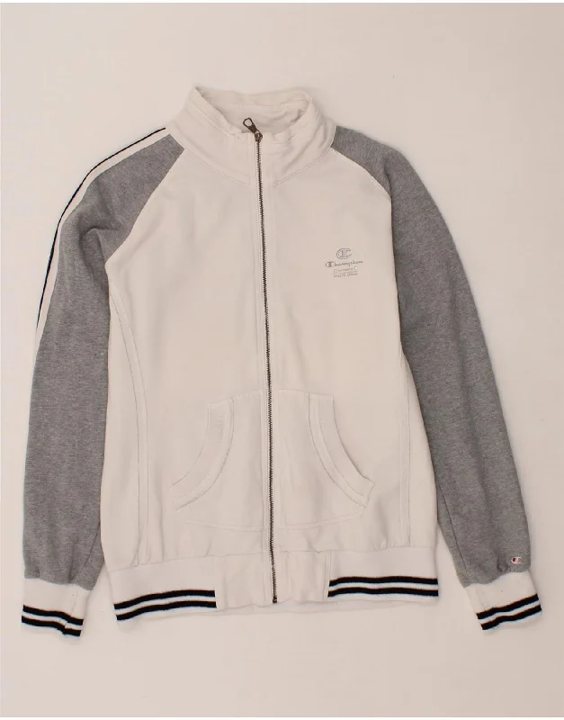 CHAMPION Womens Tracksuit Top Jacket UK 14 Medium White Colourblock