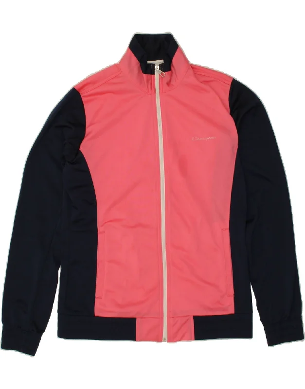 CHAMPION Womens Tracksuit Top Jacket UK 16 Large Pink Colourblock