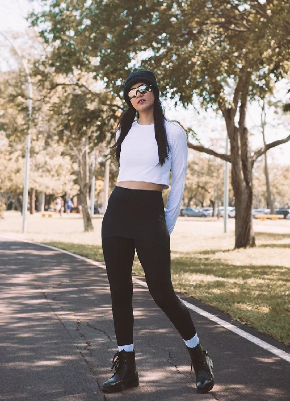 Comfort Skirted Legging (Black) asymmetrical skirt cut