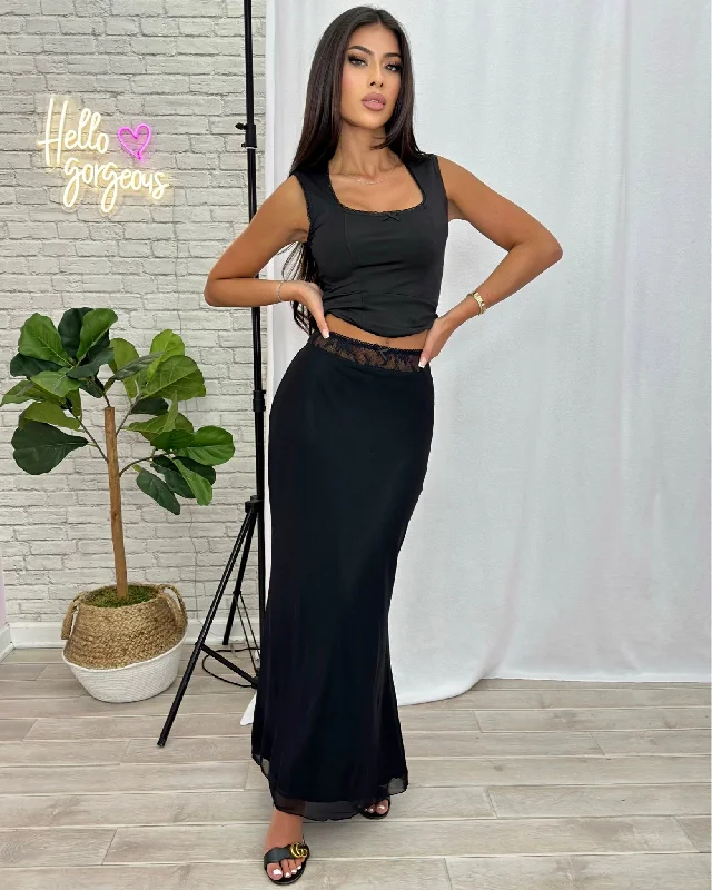 0831 Skirt high slit skirt