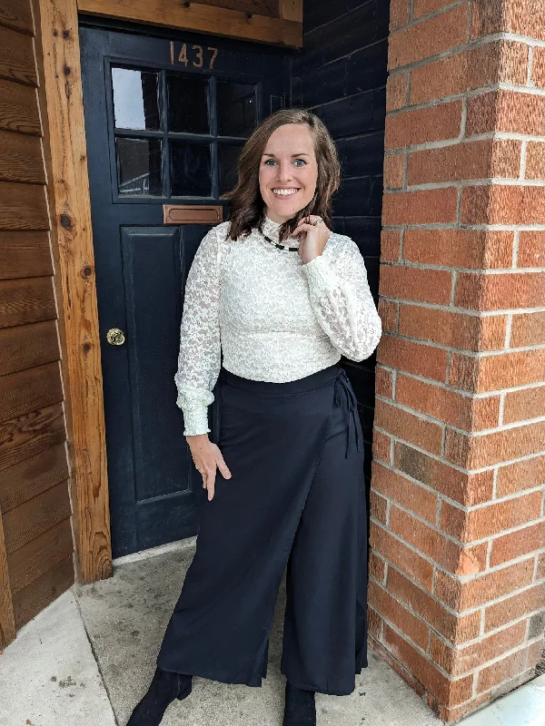 Double Layered Skirt Pants - Black leather skirt durable
