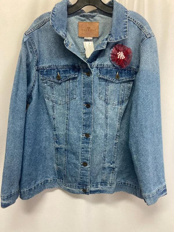 Jacket Denim By One 5 One In Blue Denim, Size: 2x