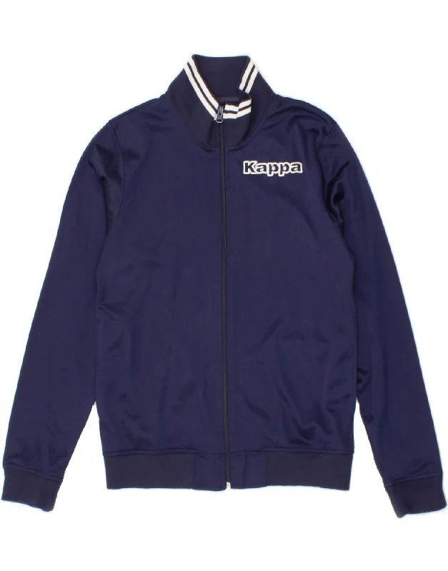 KAPPA Womens Graphic Tracksuit Top Jacket UK 10 Small Navy Blue Polyester