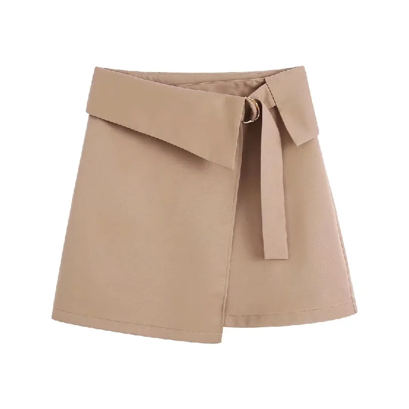 Khaki Irregular Skirt Women  Summer High Waist Shorts A- line Elegant Graceful Fashionable Stylish Versatile Skirt corduroy skirt cozy