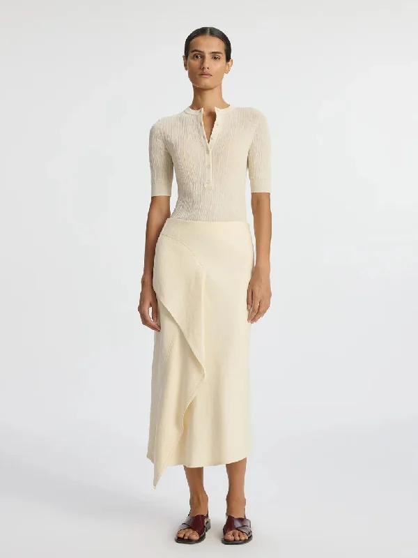 Lia Linen Midi Skirt wool skirt thick