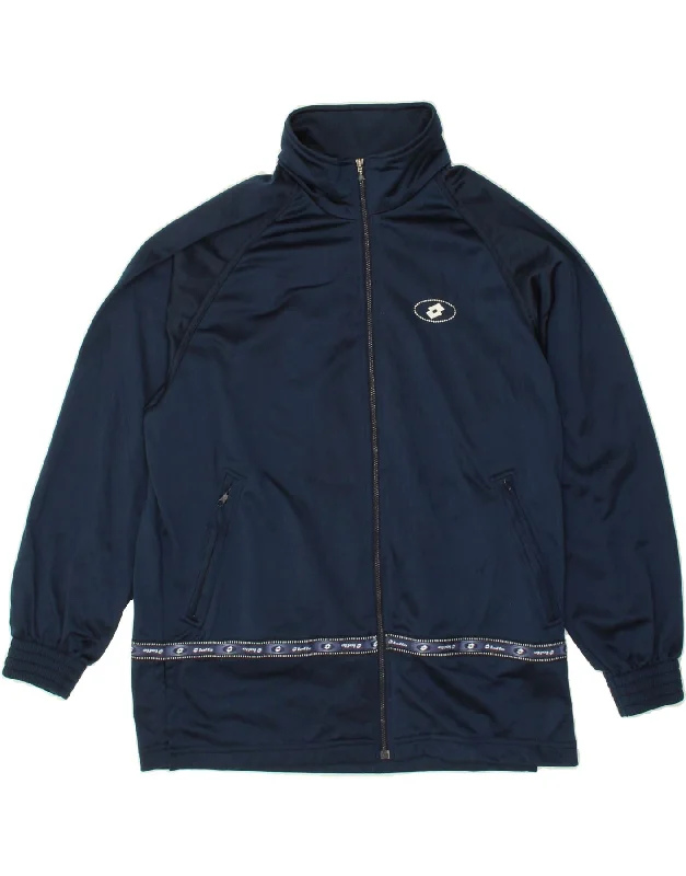 LOTTO Womens Tracksuit Top Jacket UK 16 Large Navy Blue Polyester