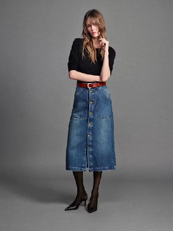 Modern Pocket Midi Skirt wool skirt sturdy