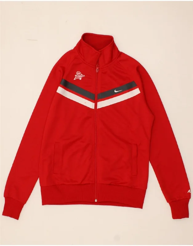 NIKE Womens Graphic Tracksuit Top Jacket UK 16 Large Red Colourblock