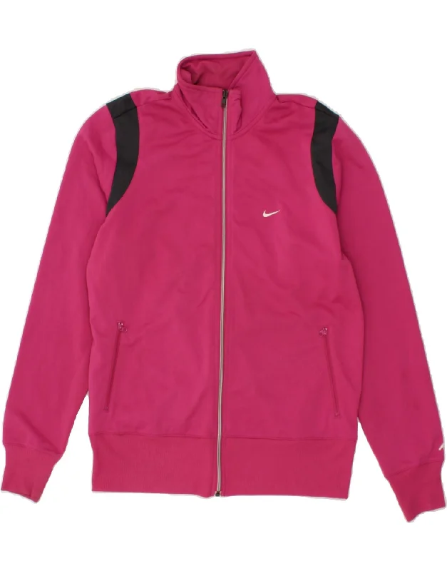 NIKE Womens Tall Tracksuit Top Jacket UK 18 XL Pink Polyester