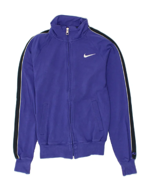 NIKE Womens Tracksuit Top Jacket UK 10 Small Blue Cotton