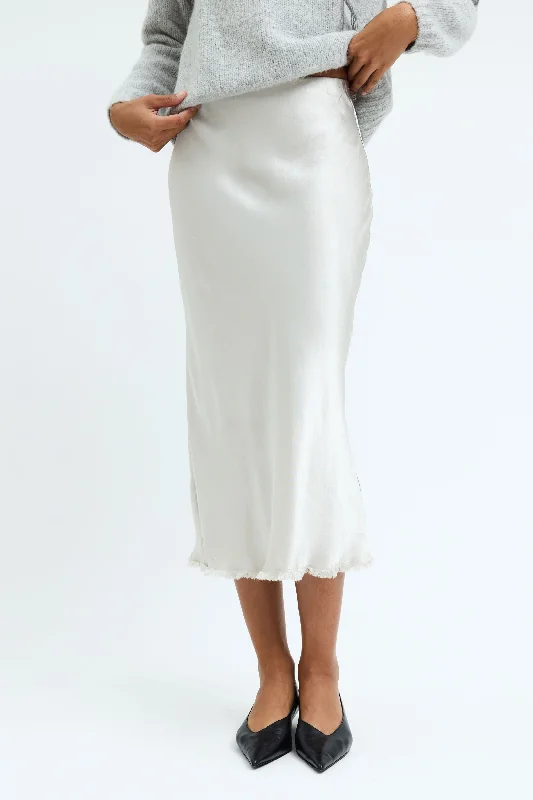 Pebble Satin Silver Mist Tinsley Bias Skirt lace skirt romantic