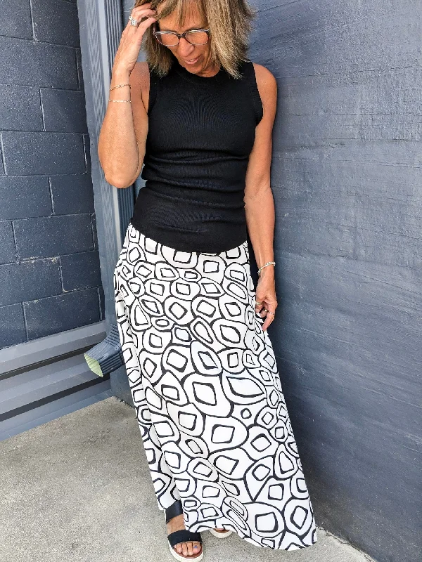 Sadie Print Skirt - Off White silk skirt lustrous