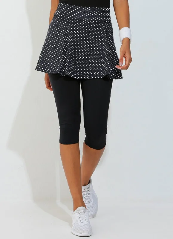 Skirted Capri (Black Polka Dot/Blk) floral skirt print